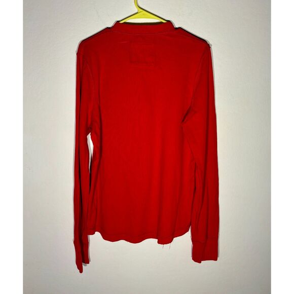 Abercrombie & Fitch Men’s Red V-Neck T-shirt Muscle Fit Long Sleeve Moose Logo - Picture 5 of 5